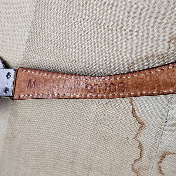 VTG 1996 Belt metal link and leather belt with dangle traditional classic M - Picture 9 of 13